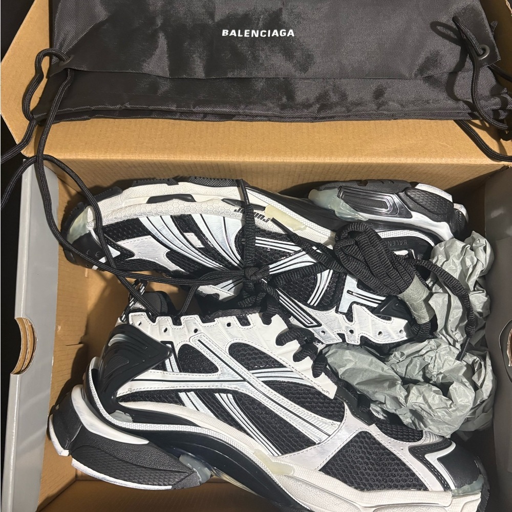 Balenciaga Men's Black and White Sneakers